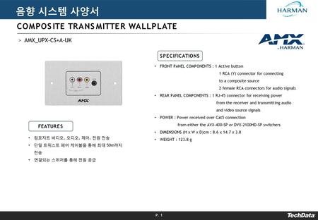 음향 시스템 사양서 COMPOSITE TRANSMITTER WALLPLATE AMX_UPX-CS+A-UK