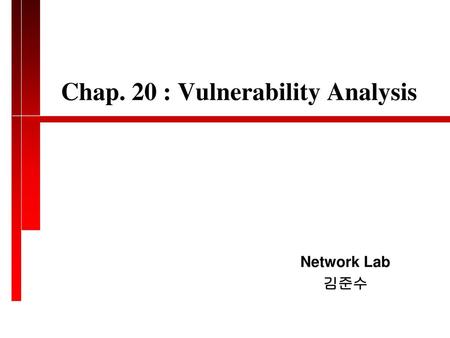 Chap. 20 : Vulnerability Analysis