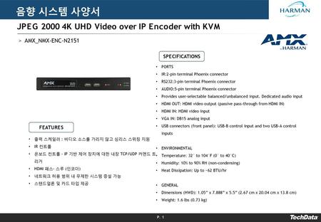 음향 시스템 사양서 JPEG K UHD Video over IP Encoder with KVM