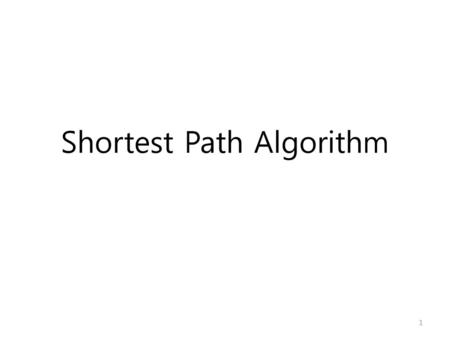Shortest Path Algorithm