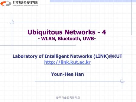 Ubiquitous Networks WLAN, Bluetooth, UWB-