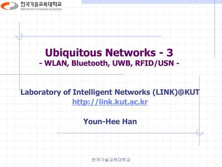 Ubiquitous Networks WLAN, Bluetooth, UWB, RFID/USN -