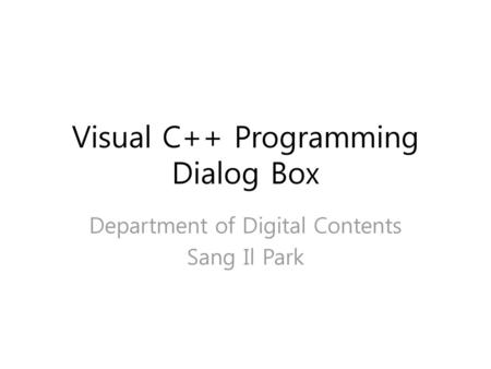 Visual C++ Programming Dialog Box