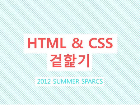 HTML & CSS 겉핥기 2012 SUMMER SPARCS.