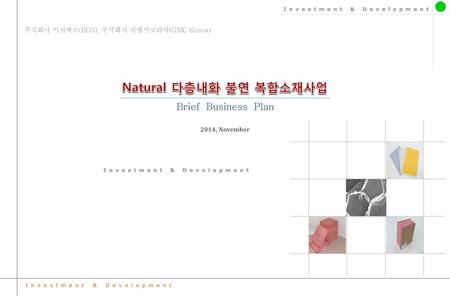 Natural 다층내화 불연 복합소재사업 Brief Business Plan Investment & Development