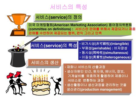 서비스의 특성 서비스(service)의 정의 서비스(service)의 특성 서비스의 생산