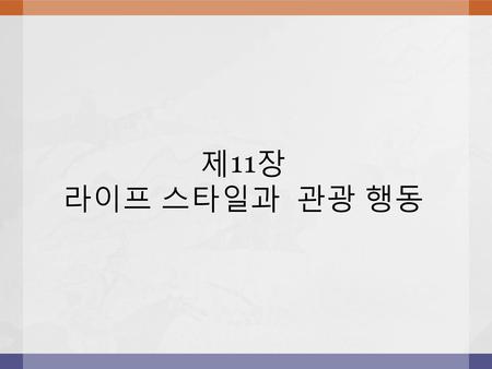 제11장 라이프 스타일과 관광 행동.