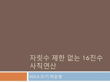 자릿수 제한 없는 16진수 사칙연산 KGCA 21기 박순영.