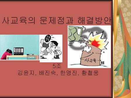 사교육의 문제점과 해결방안 5조 김윤지, 배진숙, 한영진, 황철웅.