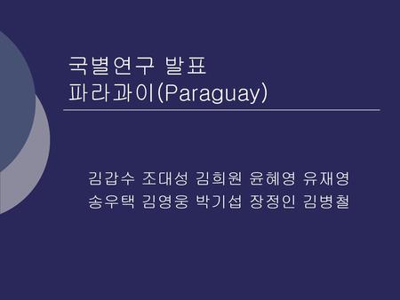 국별연구 발표 파라과이(Paraguay)