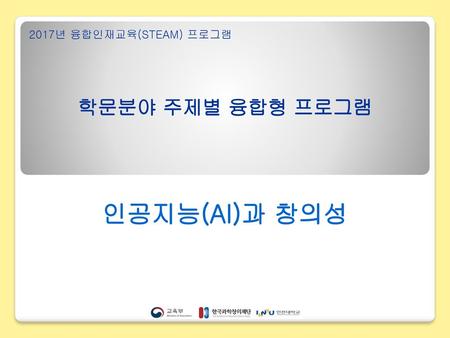 2017년 융합인재교육(STEAM) 프로그램 학문분야 주제별 융합형 프로그램 인공지능(AI)과 창의성.