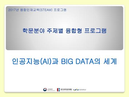 2017년 융합인재교육(STEAM) 프로그램 학문분야 주제별 융합형 프로그램 인공지능(AI)과 BIG DATA의 세계.