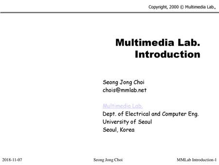 Multimedia Lab. Introduction