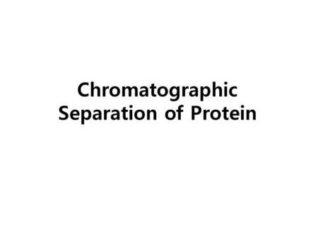 Chromatographic Separation of Protein