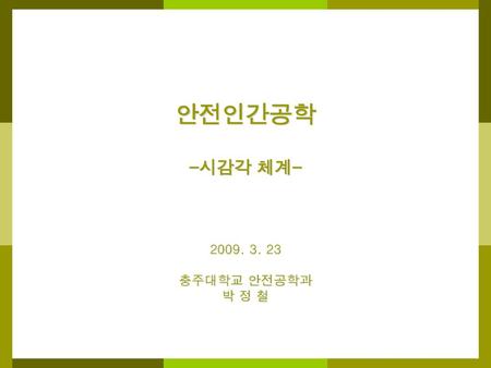 안전인간공학 -시감각 체계- 2009. 3. 23 충주대학교 안전공학과 박 정 철.
