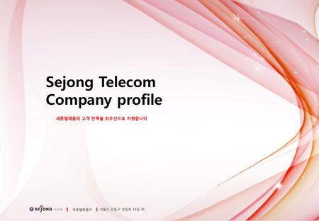 Sejong Telecom Company profile 세종텔레콤의 고객 만족을 최우선으로 지향합니다 세종텔레콤㈜