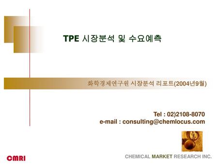 TPE 시장분석 및 수요예측 화학경제연구원 시장분석 리포트(2004년9월) Tel : 02)