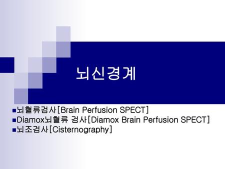 뇌신경계 뇌혈류검사[Brain Perfusion SPECT]