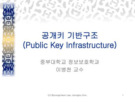 공개키 기반구조 (Public Key Infrastructure)