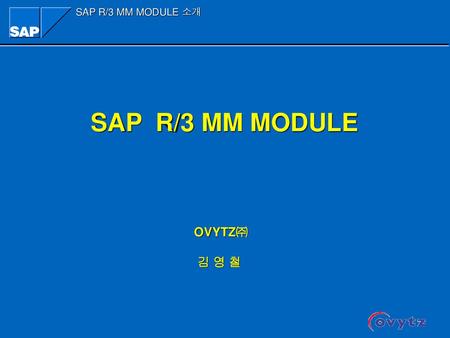 SAP R/3 MM MODULE OVYTZ㈜ 김 영 철.