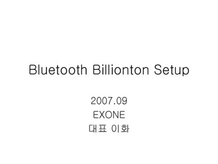 Bluetooth Billionton Setup
