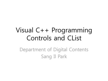 Visual C++ Programming Controls and CList