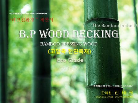 B.P WOOD DECKING The Bamboo in the Decking (고압축 천연목재) Eco Grade