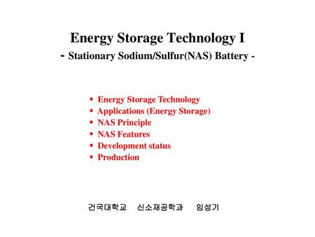 Energy Storage Technology I - Stationary Sodium/Sulfur(NAS) Battery -