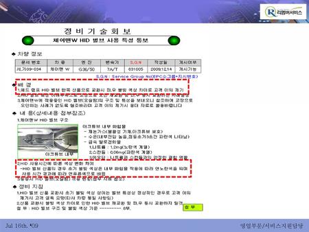 1. 체어맨 W HID 벌브 구조 및 특성 아크튜브 내부 화합물: 씰링 부위 및 아크튜브 내부