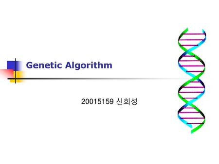 Genetic Algorithm 20015159 신희성.