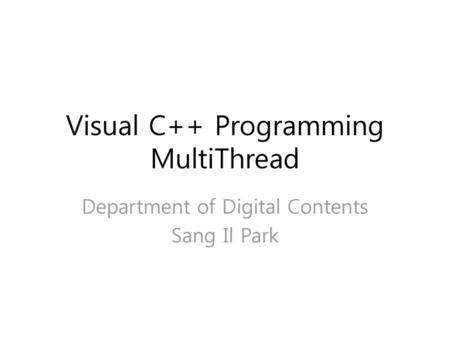 Visual C++ Programming MultiThread