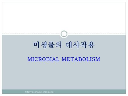 미생물의 대사작용 Microbial Metabolism