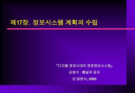 『디지털 경제시대의 경영정보시스템』 김효석 · 홍일유 공저 ⓒ 법문사, 2000