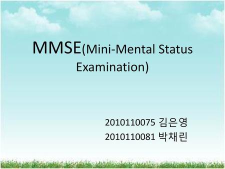 MMSE(Mini-Mental Status Examination)