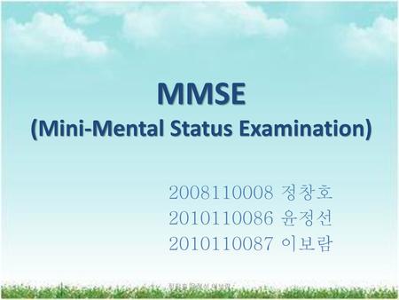 MMSE (Mini-Mental Status Examination)