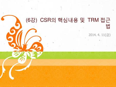 (6강) CSR의 핵심내용 및 TRM 접근법 2014. 4. 11(금).