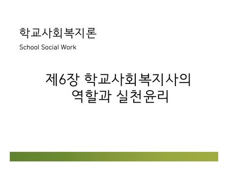 학교사회복지론 School Social Work 제6장 학교사회복지사의 역할과 실천윤리.