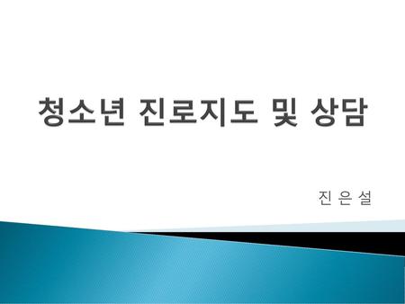 청소년 진로지도 및 상담 진 은 설.