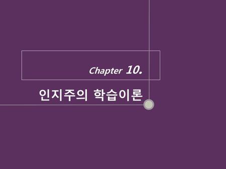 Chapter 10. 인지주의 학습이론.
