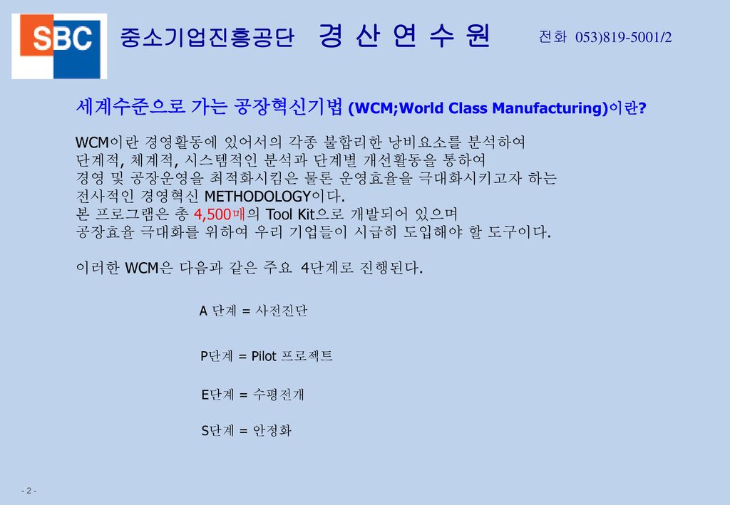세계수준으로 가는 공장혁신기법 (WCM;World Class Manufacturing)이란