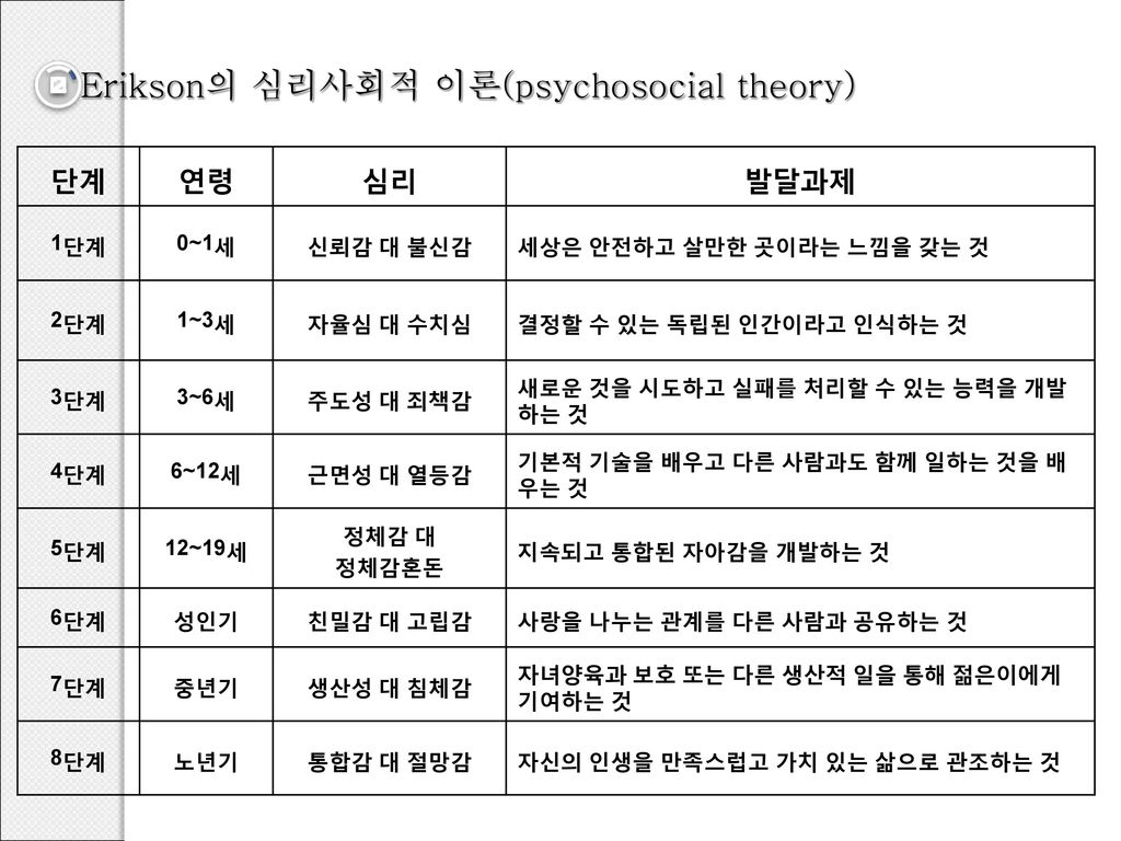 Erikson의 심리사회적 이론(psychosocial theory)