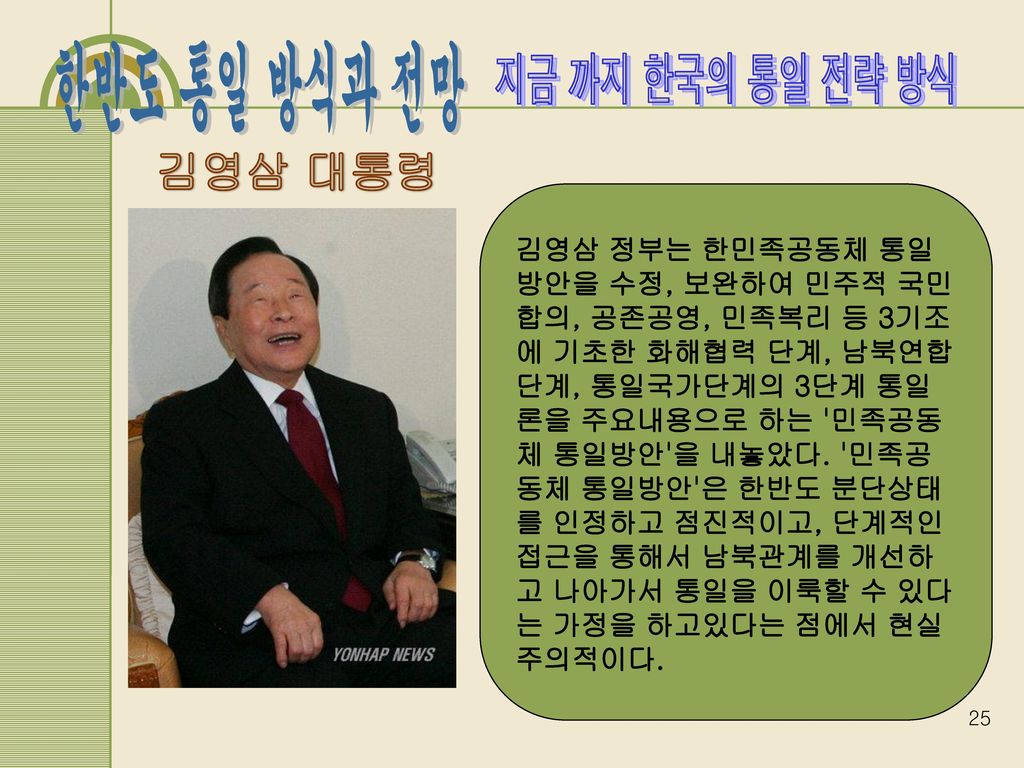 지금 까지 한국의 통일 전략 방식 김영삼 대통령.