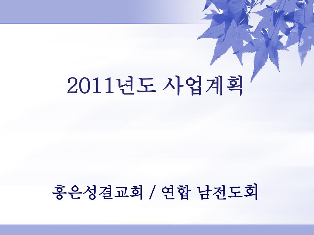 2011년도 사업계획 홍은성결교회 / 연합 남전도회