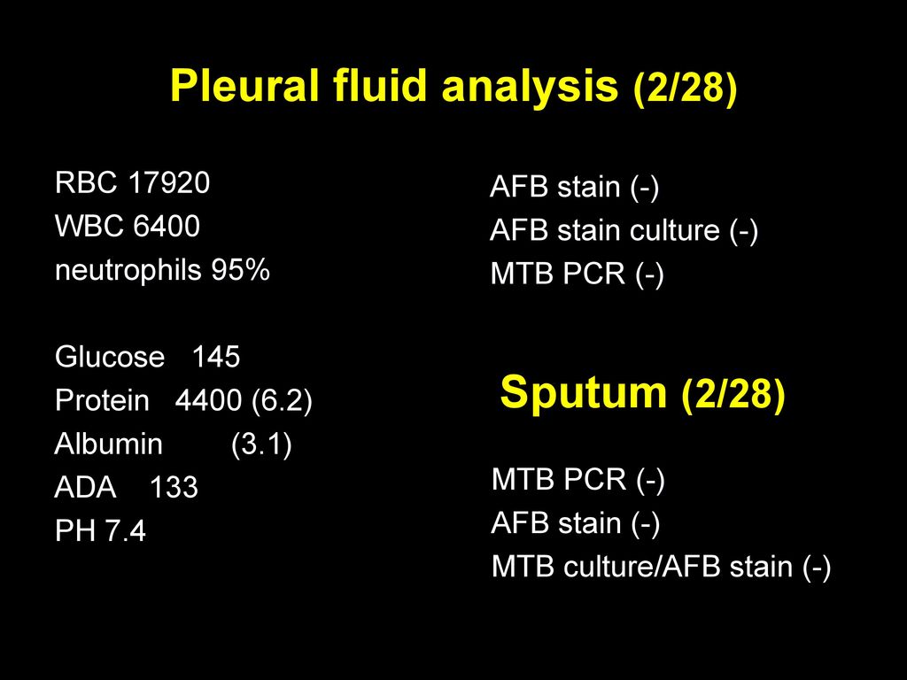 Pleural fluid analysis (2/28)