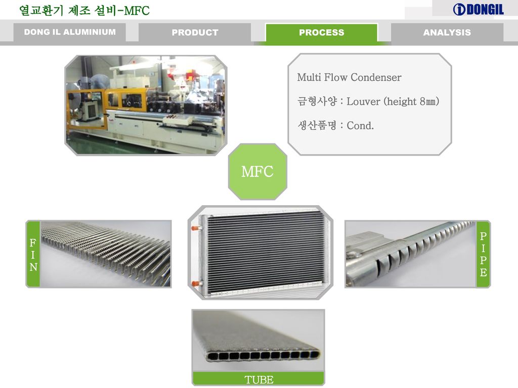 MFC 열교환기 제조 설비-MFC Multi Flow Condenser 금형사양 : Louver (height 8㎜)