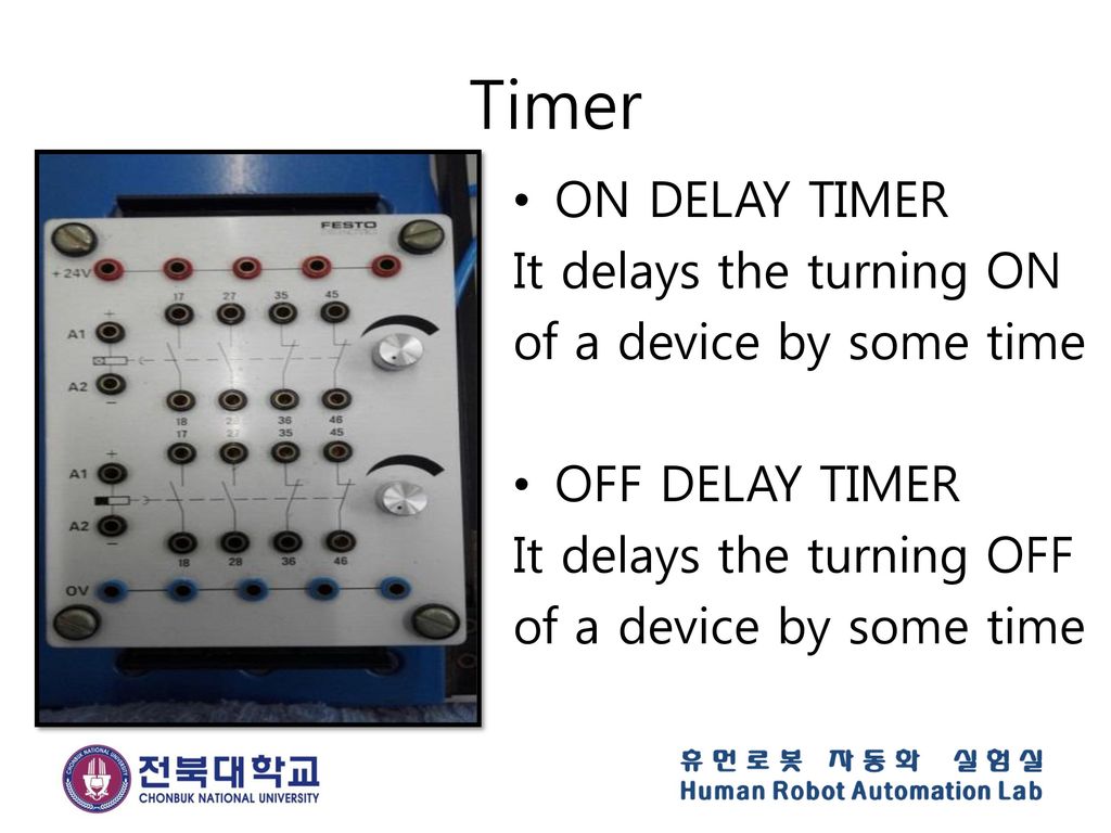 Timer ON DELAY TIMER It delays the turning ON of a device by some time