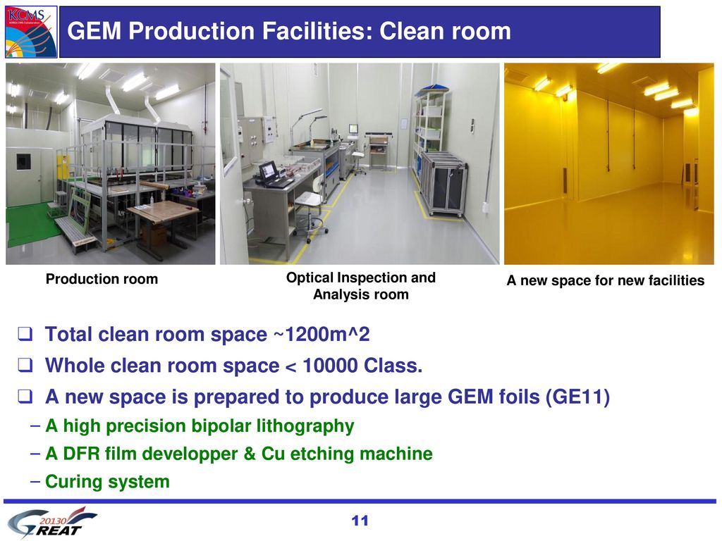 GEM Production Facilities: Clean room