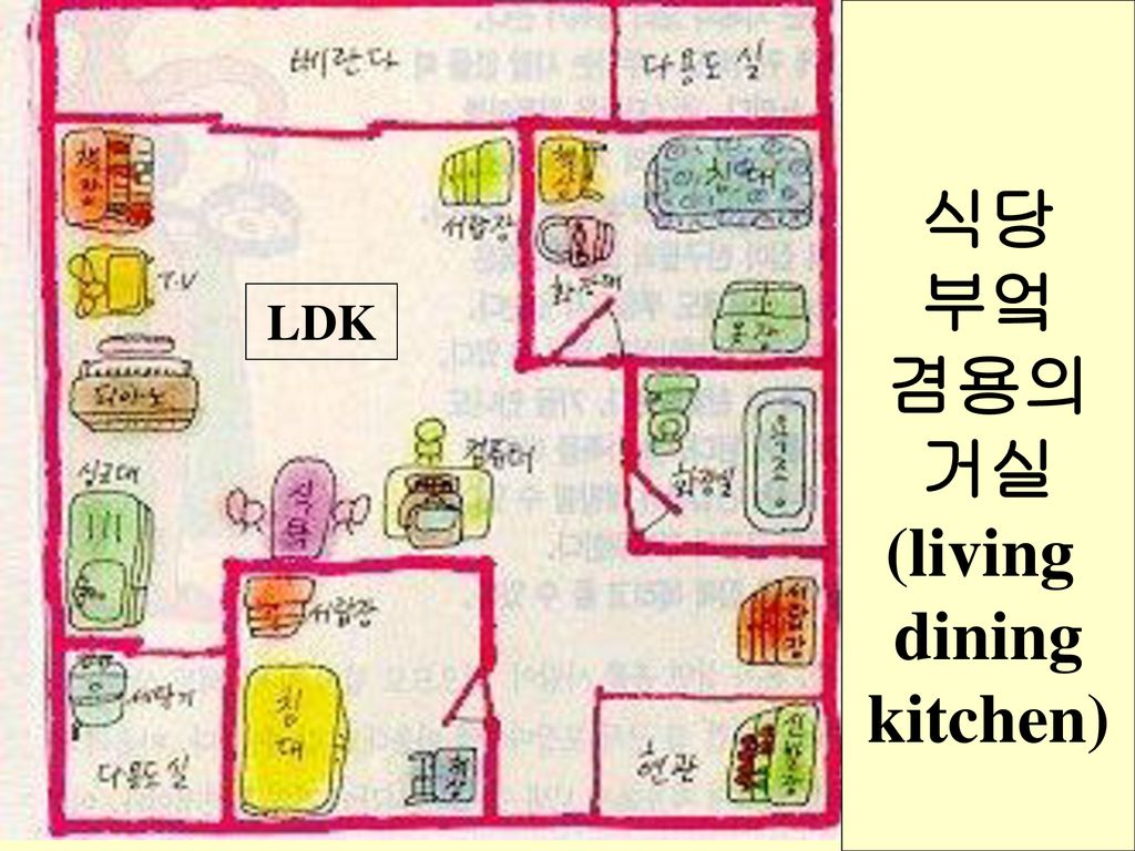 식당 부엌 겸용의 거실 (living dining kitchen)