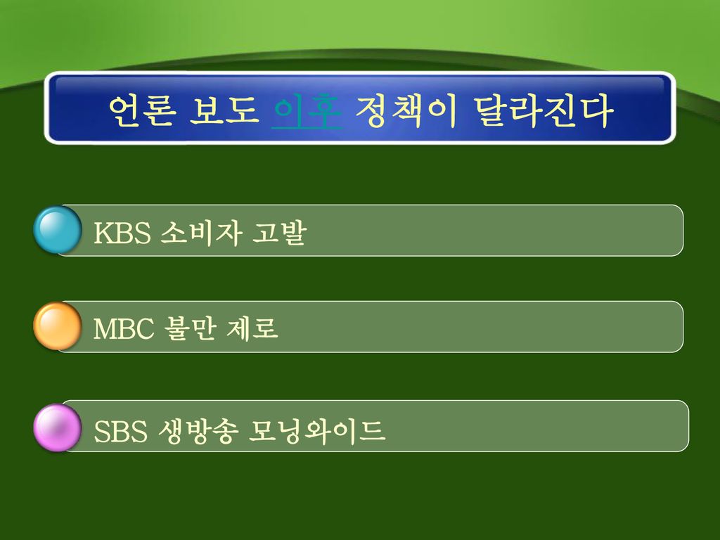 언론 보도 이후 정책이 달라진다 KBS 소비자 고발 MBC 불만 제로 SBS 생방송 모닝와이드