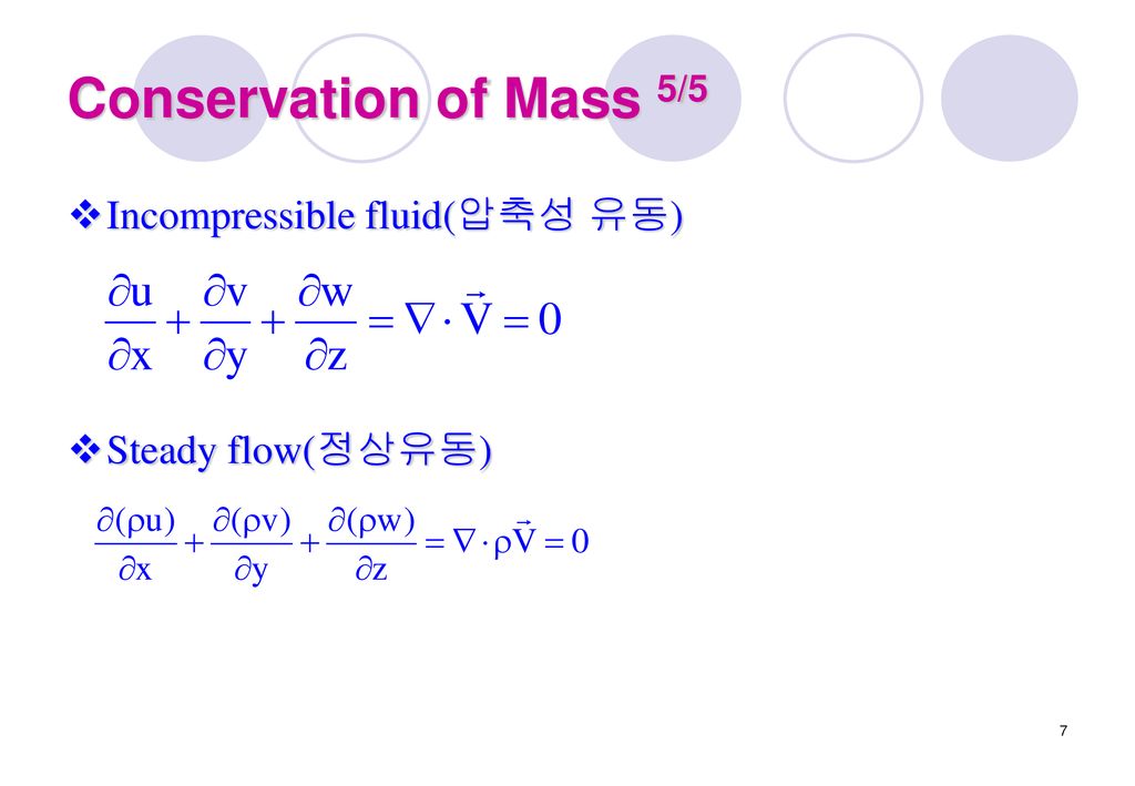 Conservation of Mass 5/5 Incompressible fluid(압축성 유동)